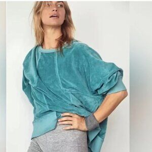 Free People Movement Sweater Women's Small teal green Strive On Velvet Pullover